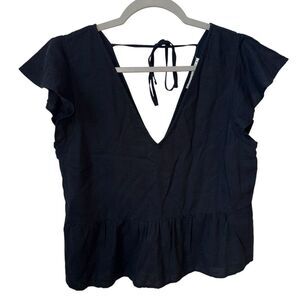Abercrombie and Fitch Women’s Size Small Futter Sleeve Trapeze Top Navy